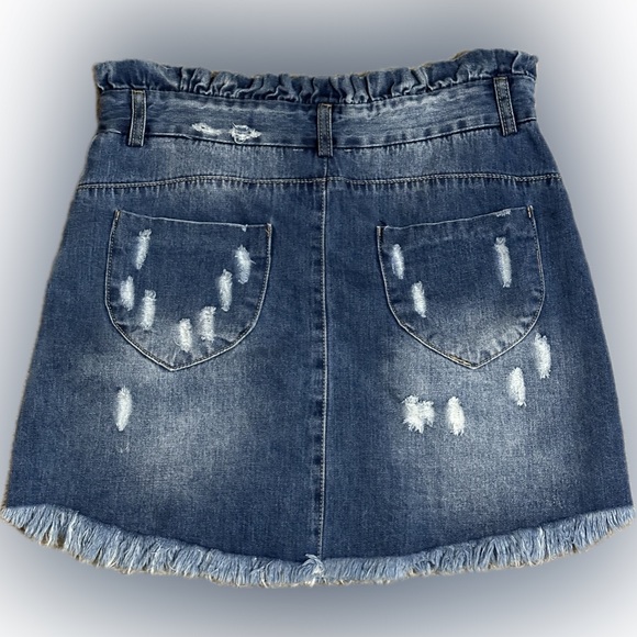 Hayden Distressed Jean Skirt-Size Large (NWT) - Picture 2 of 5